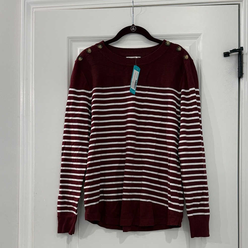 Pink Clover Burgundy and White Sweater - Picture 3 of 4
